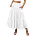 Women's Summer Bohemian Pleated A-Line Flared Tiered Midi Skirt With Pockets, Flowy & Swishy 2026_ecoleips.com