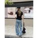 ICC Early Spring New Street Style Personalized Graffiti Straight Slim Jeans For Women Trendy Guangzhou Thirteen Lines_ecoleips.com