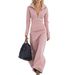 Women's Clothing Zip Neck Long Sleeve Dress - Slim Fit Autumn Winter Dress Elegant Midi Dress For Office & Casual Wear (Black, Sky Blue, Beige, Pink)_ecoleips.com