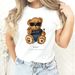 Women's Clothing 2024 Summer New Couple Teddy Bear Printed T-shirts Fashion Round Neck Tops Women_ecoleips.com