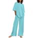 Fashion Women's 2-Piece 2026 Summer Casual Belt Pocket Half Sleeve O-Neck Top And Wide-Leg Pants Set_ecoleips.com