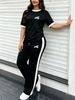 Summer Women's Casual T-Shirt And Wide Leg Pants Set round Neck Loose Versatile Comfortable European American Style Print_ecoleips.com