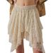 Women's Clothing Women's Y2k Lace Mini Skirt Summer Lace Suspender Skirt Ruffled Frill Floral Lace Layered Short Skirt_ecoleips.com