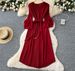 Women's Clothing Fashion Dress For Women With Waist Hugging Straps And Three Dimensional Flowers Trumpet Sleeves And Pleated Long Skirt_ecoleips.com