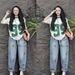 Milk Silk Plus Size Women's Summer Casual Suit Wide Leg Pants Short Sleeve Two Piece Set American Print Stylish New Style_ecoleips.com