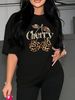 Summer Women's Casual And Fashionable Leopard Print And Cherry Print Loose T-shirt+shorts Two-piece Sportswear Suitable For Daily Wear-34_ecoleips.com