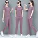 Women's Casual Sports Suit Trendy Summer Short Sleeve Loose Korean Style Running Sportswear Two-Piece Set_ecoleips.com