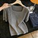 Women's Square Neck Short Sleeve Knit Sweater Slimming Top For New Spring/Summer Style_ecoleips.com