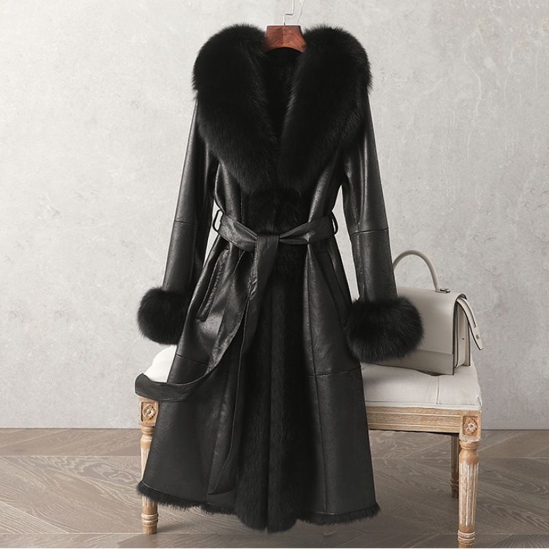Women's Clothing Luxury Faux Fur Coat Long Elegant Jacket Soft Rabbit Hair Imitation Slim Fit Winter Coat For Ladies (Black, Dusty Rose)_ecoleips.com