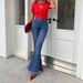 High-Waisted Flared Jeans For Women – Vintage Double Button, Raw Hem, Stretchy Denim (S-Xl, Dark Blue, Retro & Slimming Fit)_ecoleips.com