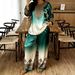 Women's round Neck Printed Casual Sports Set Long Sleeved Trousers Spring Autumn Clothing_ecoleips.com
