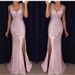 ng2510292 2020 Summer European And American Foreign Trade Cross-Border Slit Gold-Embossed Long Dress Evening Gown New Style_ecoleips.com