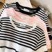Women's Rib-Knit Ice Silk Short Sleeve Top, Striped Cropped Tee For Summer, Soft Breathable Casual Shirt_ecoleips.com