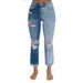 Women's Clothing Jeans Women's Washed Gradient Straight Pants_ecoleips.com