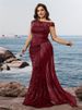 Elegant Sequined Fitted V Neck Sleeveless Cocktail Dress plus Size European American Style for Evening Parties And Banquets Suitable for Mothers_ecoleips.com