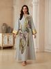 Elegant Long Robe for Women NC189 Fashionable Floral Beaded Loose Fitting Pullover Ethnic Style Dress_ecoleips.com