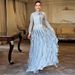 Elegant Flounce Sleeve Bodycon Dress With Waist Accent For Women – A-Line Long Formal Gown With Lace Collar_ecoleips.com