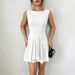 Voya 2026 Summer French-style Dress For Women, Round Neck, Sleeveless, Tie-waist, White, Gentle Style, Pleated Short Skirt_ecoleips.com