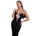 V-Neck Mesh Bandage Strap Dress With Rhinestones – Sexy Backless Evening Gown For Women Women's Clothing_ecoleips.com