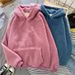 Women's Clothing Ins Super Hot Lambskin Hooded Sweater Women's Autumn And Winter Loose Version Plus Velvet Thickened Coat Tide_ecoleips.com
