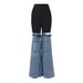 Streetwear Contrast-Stitch Flared Jeans – High-Waisted Cotton Blend Wide-Leg Pants With Raw Hem (S-XL, Non-Stretch Retro Fit)_ecoleips.com