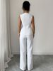 Elegant Square Neck Button-Down Vest & Wide-Leg Pants Set For Women - Premium Stretch Polyester Blend Womensuit (S-XL)_ecoleips.com
