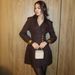 Elegant V-Neck Office Dress With Button Detail & Waist Ruffle - Stretchy Polyester Bodycon Midi Dress For Women, Slim Fit Long Sleeve Workwear_ecoleips.com