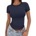 2026 New Women's Slim Fit T-Shirt, Round Neck, Tight, Sexy Summer Top For Women_ecoleips.com