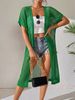 New Arrival! Women's Green Hollow Out Knit Cardigan Sexy Beach Cover Up Boho Crochet Mesh Longline Kimono Summer Sleeveless Sunscreen Outwear_ecoleips.com