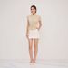 Women's Fashion High Neck Short Sleeve Top Button Down Waist Cinching_ecoleips.com