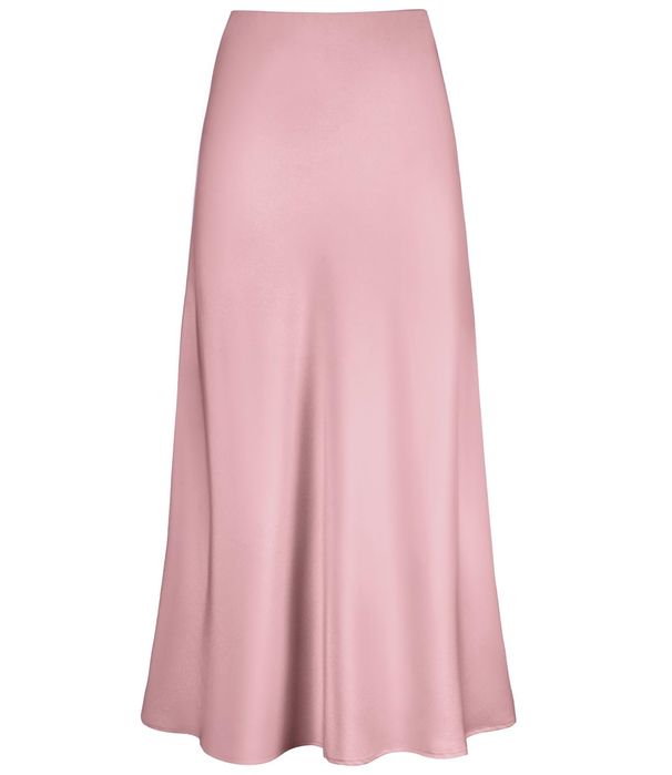 Elegant High-Waisted Mermaid Skirt – Flowy A-Line Midi Skirt With Smooth Acetate Fabric, Black/Beige/Apricot/Brown/Pink, S/M/L/XL/XXL_ecoleips.com