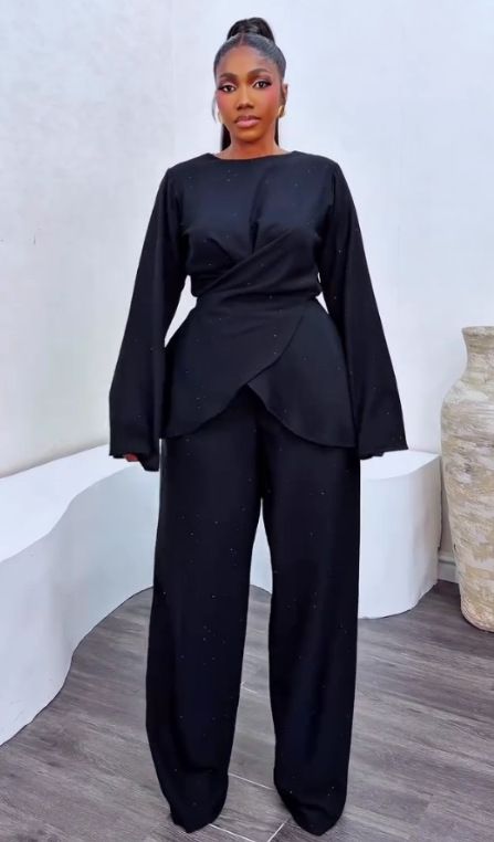 Women’s Crisscross Tie-Front Top & High-Waisted Wide-Leg Pants Set – 2026 Summer Casual Outfit (S-XXL, Black)_ecoleips.com