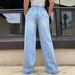 Aria Basics Cross-border European And American High-waisted Comfortable High-elasticity Washed Denim Women's Trousers,_ecoleips.com