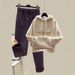 Cozy Sherpa-Lined Embroidered Sweatshirt & Wool Wide-Leg Pants Set (Winter Loungewear, S-XXL, Unisex-Friendly Fit)_ecoleips.com