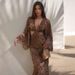 Summer New Arrival Sexy Leopard Print Tie Deep V Neck Cut Out Long Sleeve Dress For Trendy Hot Girls Casual Party Outfit_ecoleips.com