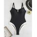 Women's Clothing Solid Color One Piece Swimsuit For Women New Sexy Deep V Gathered Bikini High End Backless Bikini_ecoleips.com