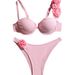 Women's Clothing American Sexy Solid Color Floral Underwire Push Up Bikini Swimsuit For Women 2026_ecoleips.com