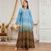 Muslim Dress Women "Elegant Dubai-Style Robe – Arabic-Inspired Printed Kaftan Dress For Women (Bluish/Red/Brown, M-XXL)"_ecoleips.com