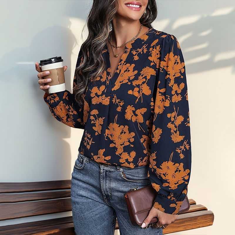 Verve 2025 Autumn Winter New Women's Commuter Style Long Sleeve Pullover Printed Shirt_ecoleips.com