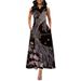 Women's Summer Plus Size Casual Long Dress Round Neck Sleeveless With Floral Print Flowy Design_ecoleips.com