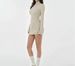 Vintage Cable-Knit Sweater Dress – High Neck, Open Back & A-Line Hem (Polyester, Soft Beige, Sweetheart Silhouette, S/M Sizes)_ecoleips.com