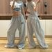 Women's Clothing Retro Embroidery Sports Casual Sweatpants Loose Back Design Wide Leg Jazz Dance Wide Leg Trousers For Women_ecoleips.com