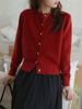 Classic Round-Neck Knit Cardigan – Lightweight Button-Up Sweater (Relaxed Fit, Solid Gray/White/Red/Green, Effortless Layering Staple)_ecoleips.com