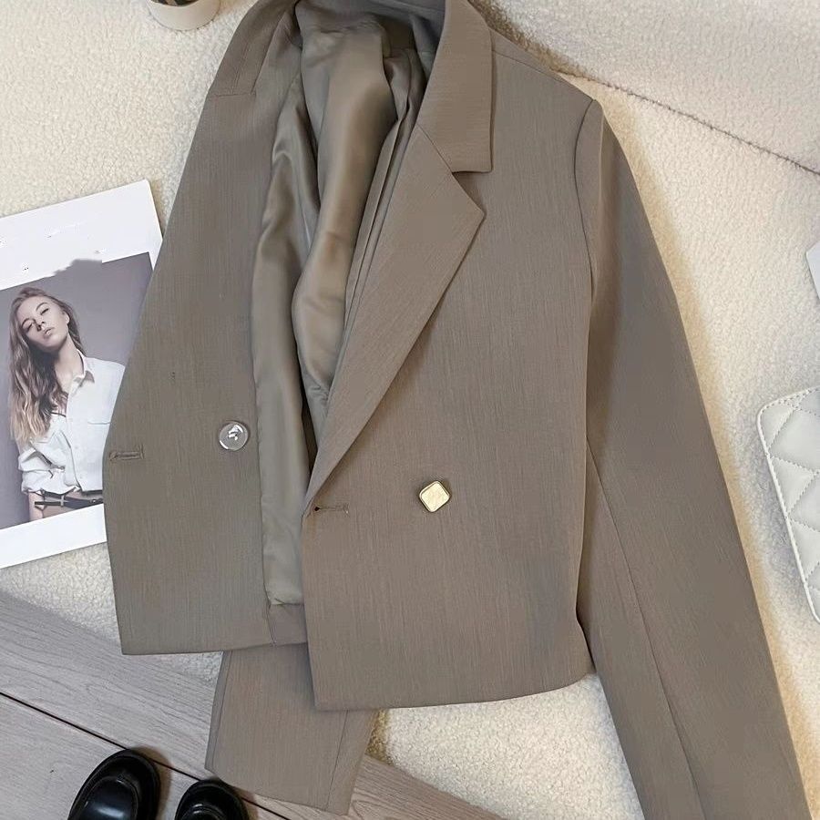 "Petite Sage Green Cropped Blazer Fall Trendy Short Jacket For Women, Unique Design Casual Suit Coat"_ecoleips.com