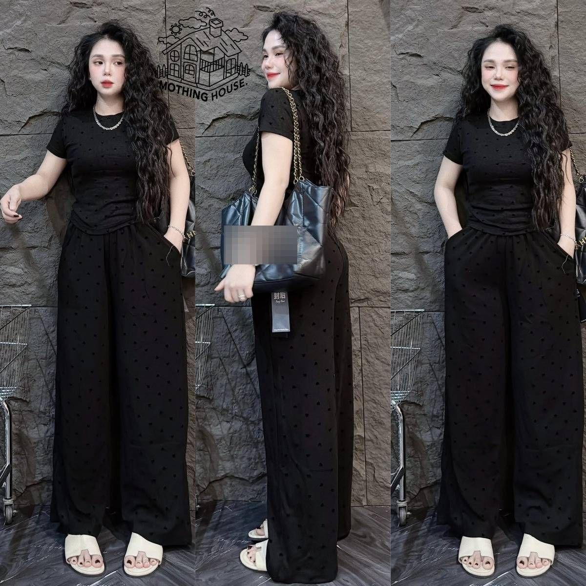Women's Clothing Fashionable Women's Summer Heart Print Two Piece Set Short Sleeved Loose Wide Leg Pants Style Casual Youthful_ecoleips.com