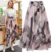 2025 Summer New Floral Chiffon Midi Skirt With Large Hem_ecoleips.com