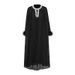 K Mingyuan Style New Round Neck Diamond Studded Pleated Solid Color Dress_ecoleips.com