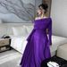 Women's Clothing Autumn And Winter Sexy Off Shoulder Pleated Evening Dress_ecoleips.com