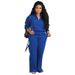 European American Women's Fleece Lined Sweatshirt Set Thickened Sportswear Loose Fit plus Size Winter Two-Piece_ecoleips.com