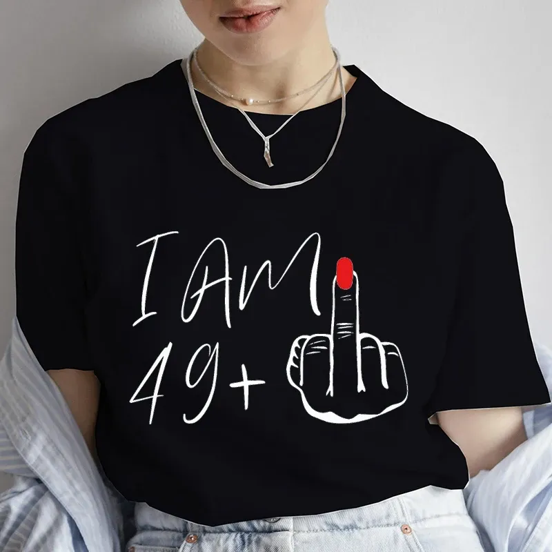 50th Birthday Party Tee For Mom I Am 49 Middle Finger T Shirts Birthday Party T-shirt 50th Birthday Gifts For Women Tshirt Tops_ecoleips.com